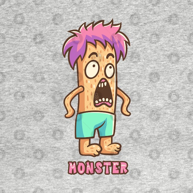 Orange Monster with Pink Hair Text by yudabento